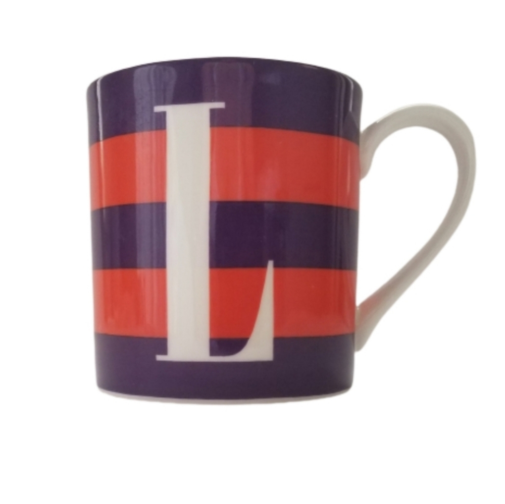 Kate Spade Initial Monogram Letter "L" Striped Mug